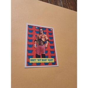 Vintage 1987 WWF Titan Sports Bret Hitman Hart Sticker Puzzle Back Trading Card
